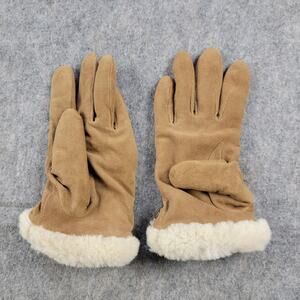 UGG Suede Leather Gloves Cashmere Lined Shearling Cuff Chestnut Brown Size L